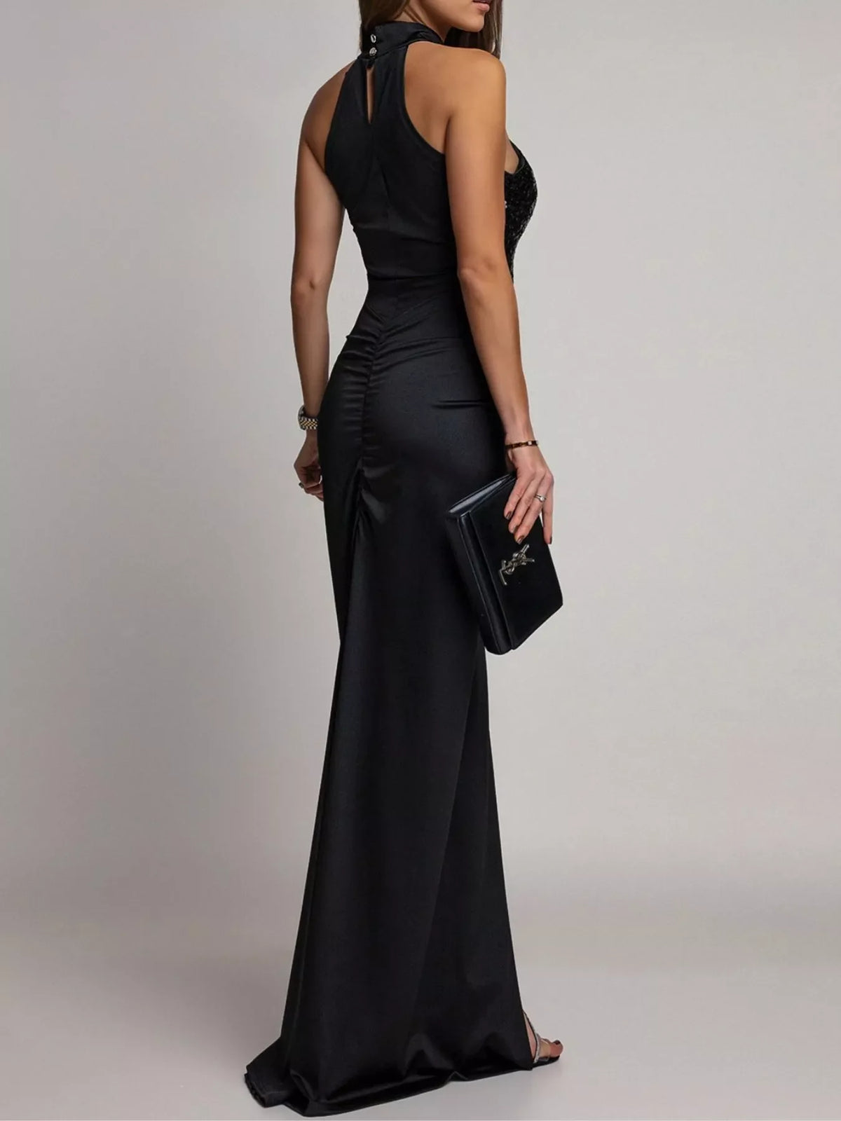 Sequin High Slit Sleeveless Maxi Dress