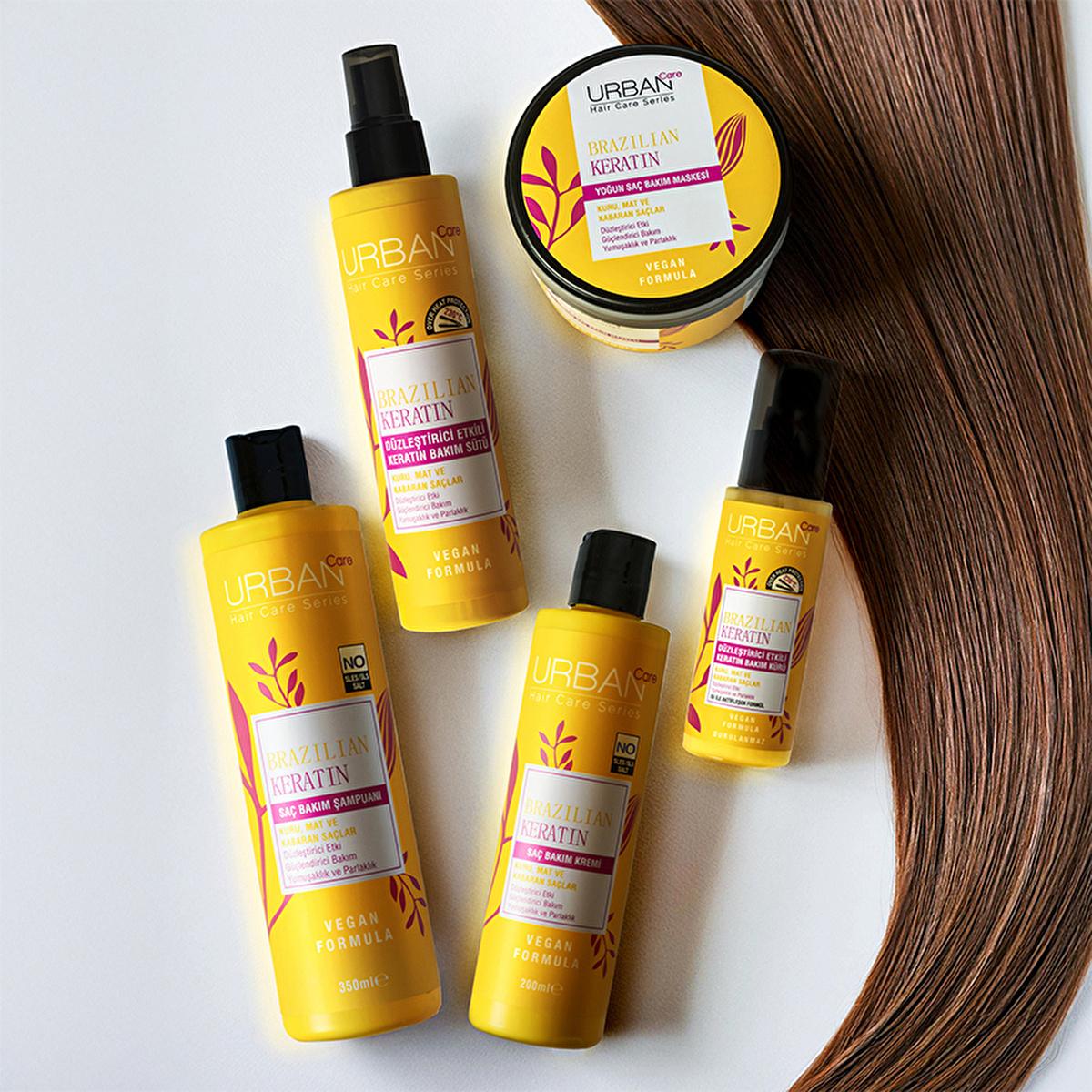 Urban Care Brazilian Keratin Hair Treatment: Straightening, Smoothing, Anti-Frizz Serum with Marula Oil - Heat & UV Protection, Vegan Formula