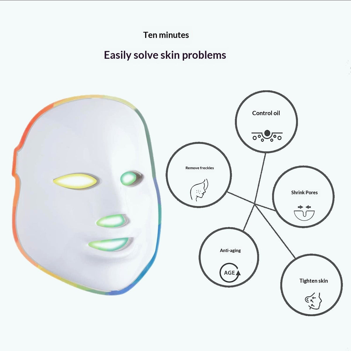 7-color Light Mask Beauty Facial Mask Instrument Photon Rejuvenation Whitening Mask Home LED Light