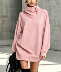 Vintage Loose-Fit Button-Down Mid-Length Womens Sweatshirt