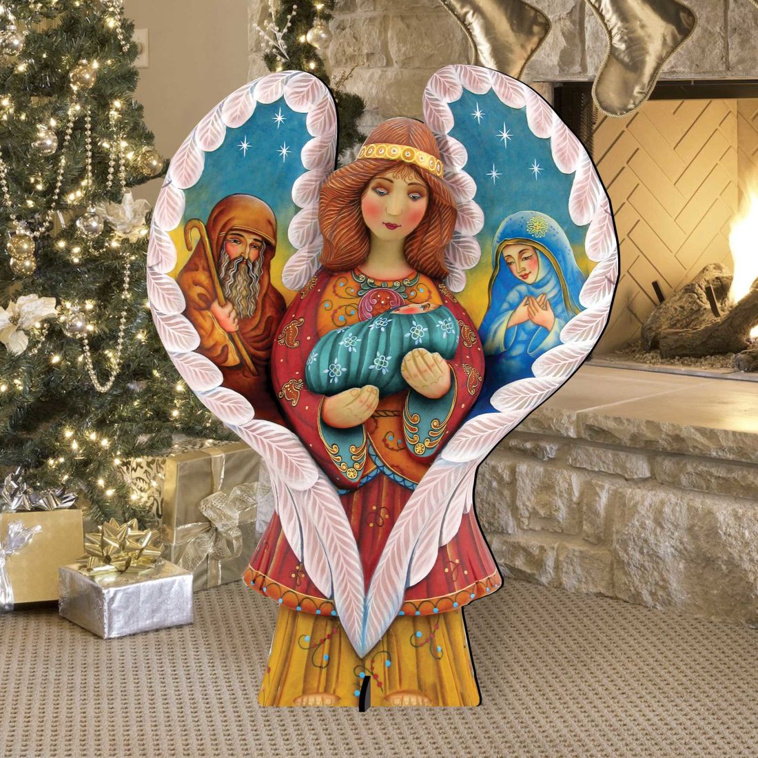 Holy Family Angel Outdoor Decor by G. DeBrekht - Nativity Holiday Decor - 8154107F