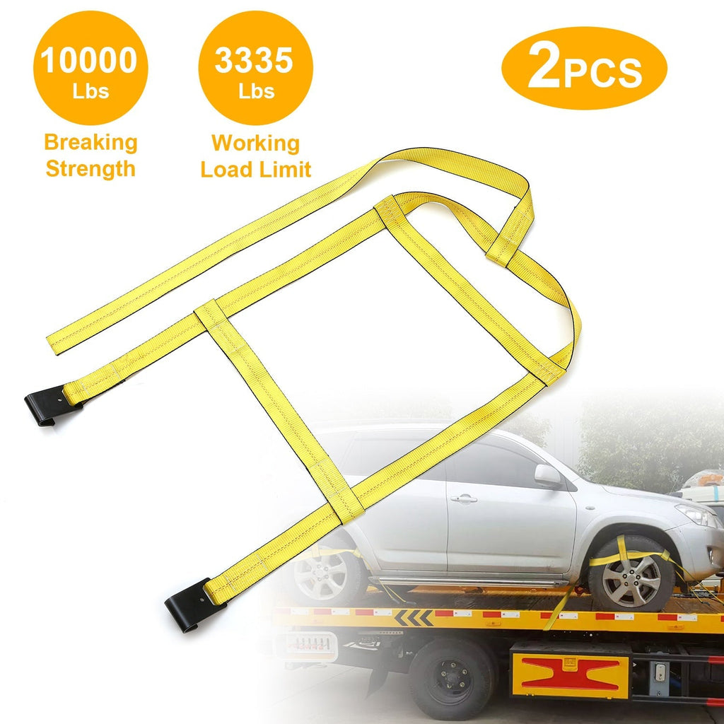 2Pcs Car Basket Straps Adjustable Tow Dolly Tire Basket Straps with Flat Hooks