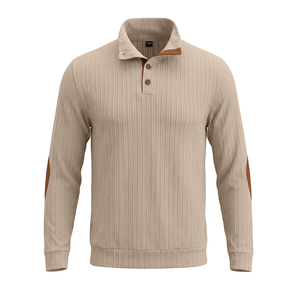 American-style Mens Top With A Stand-up Collar And Textured Jacquard Weave