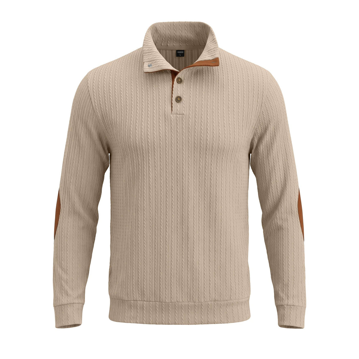 American-style Mens Top With A Stand-up Collar And Textured Jacquard Weave