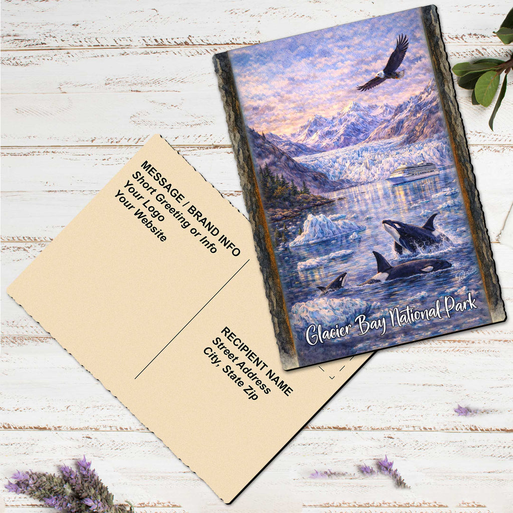 Orcas in Glacier Fjord Greeting Card by G. Debrekht - 97111GC