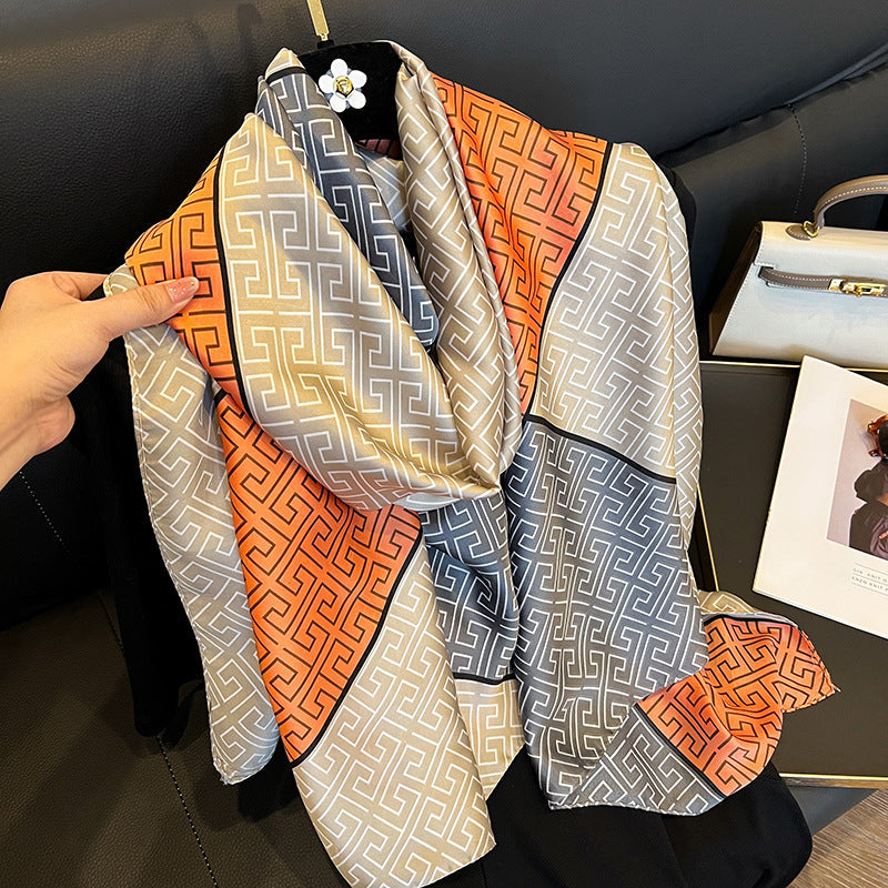 Elegant Emulation Silk Scarf Women's Spring And Summer Sun Protection Long