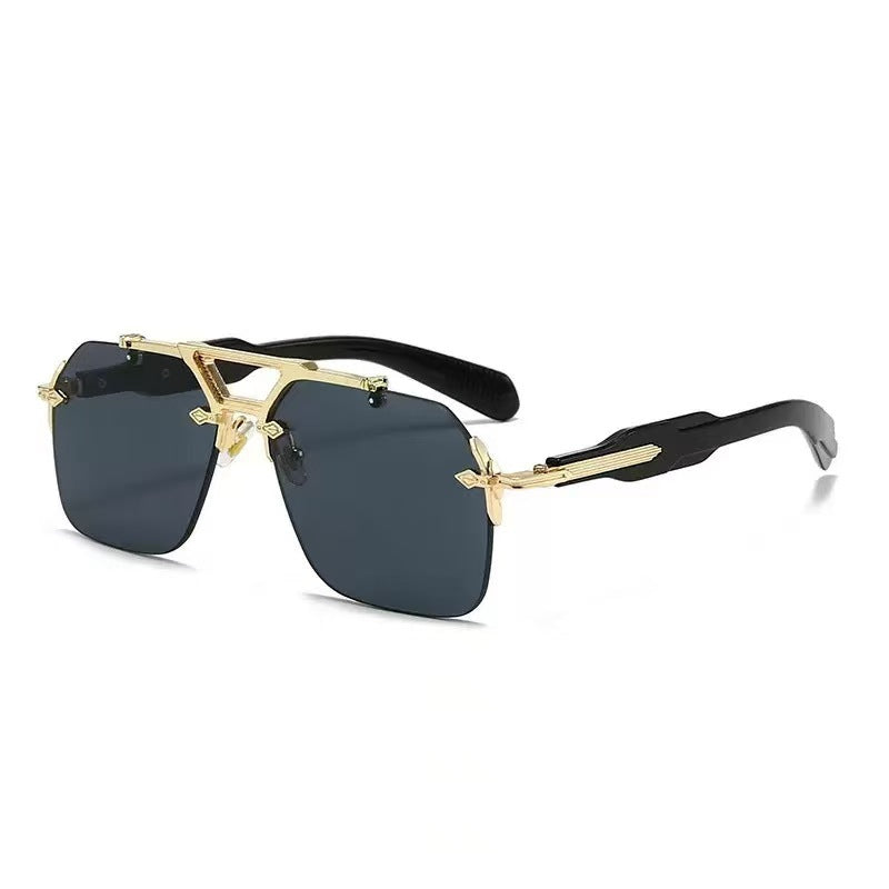 Double-bridge Frameless Metal Sunglasses