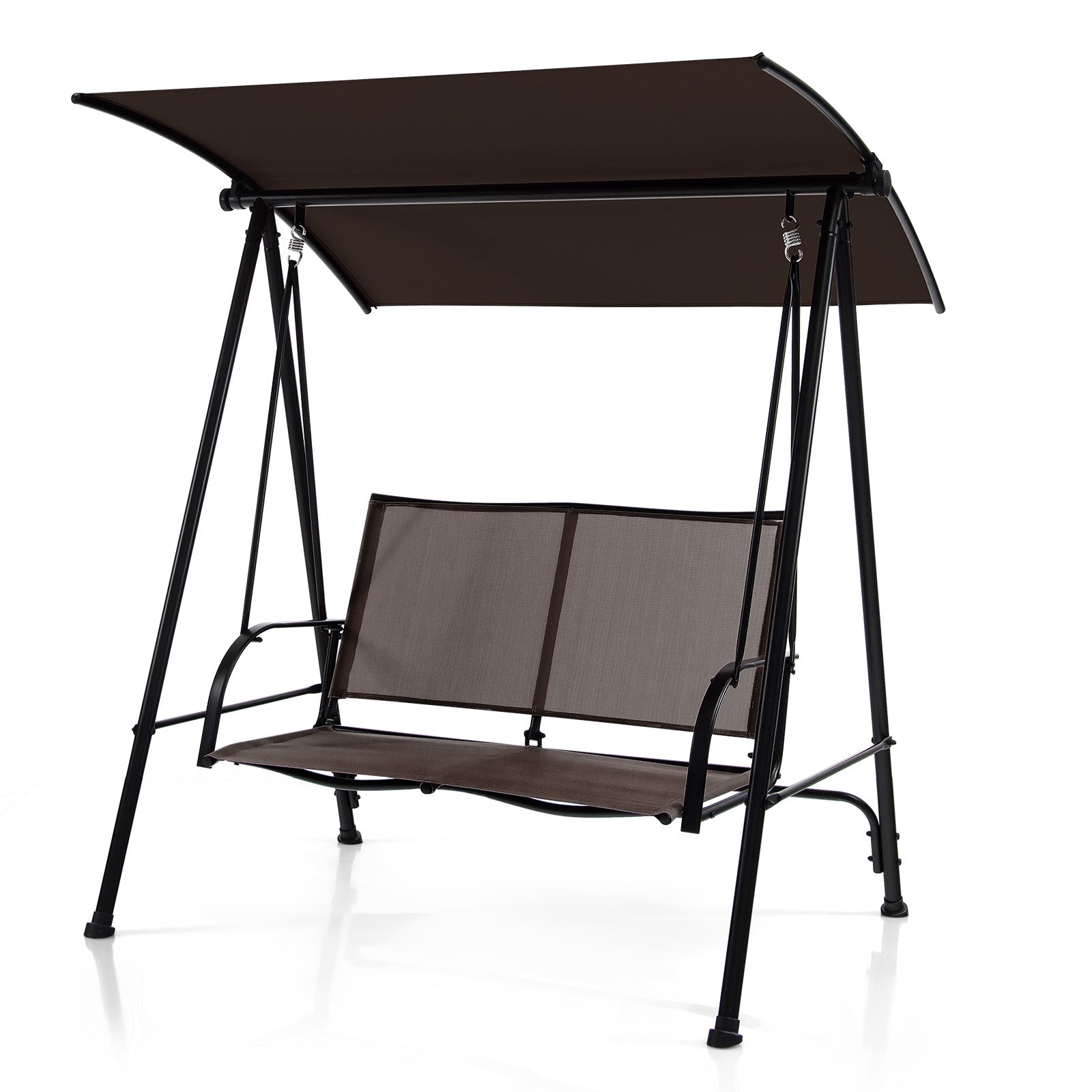2-Seat Outdoor Canopy Swing with Comfortable Fabric Seat and Heavy-duty Metal Frame