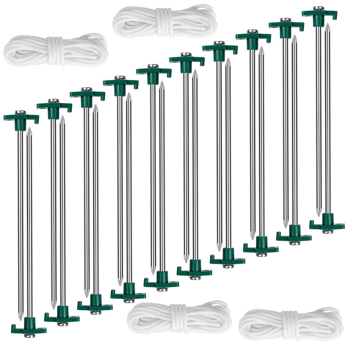 20-Piece: 9.8-Inch Tent Pegs Ropes Set