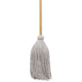 Boardwalk Cotton Deck Mop, 12 oz White Cotton Head, 50" Brown Wood Handle, Dozen