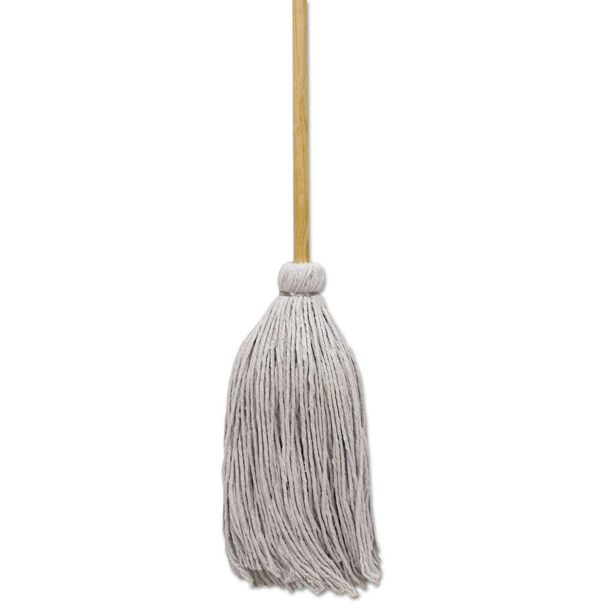 Boardwalk Cotton Deck Mop, 12 oz White Cotton Head, 50" Brown Wood Handle, Dozen