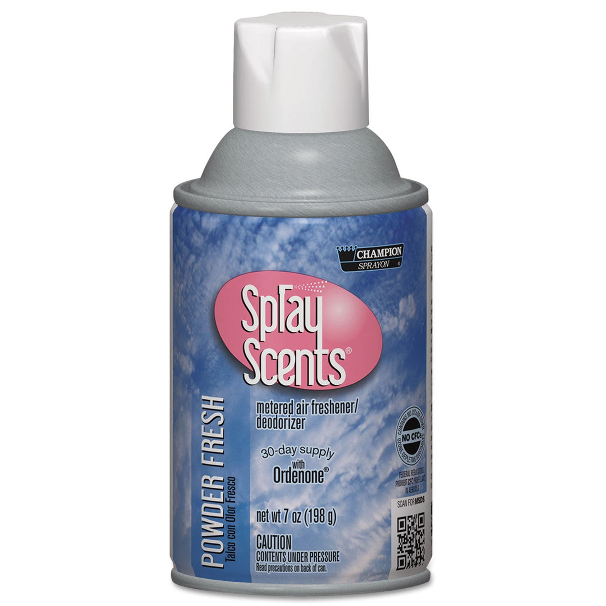 Chase Products Champion Sprayon SPRAYScents Metered Air Freshener Refill, Powder Fresh, 7 oz Aerosol Spray, 12/Carton
