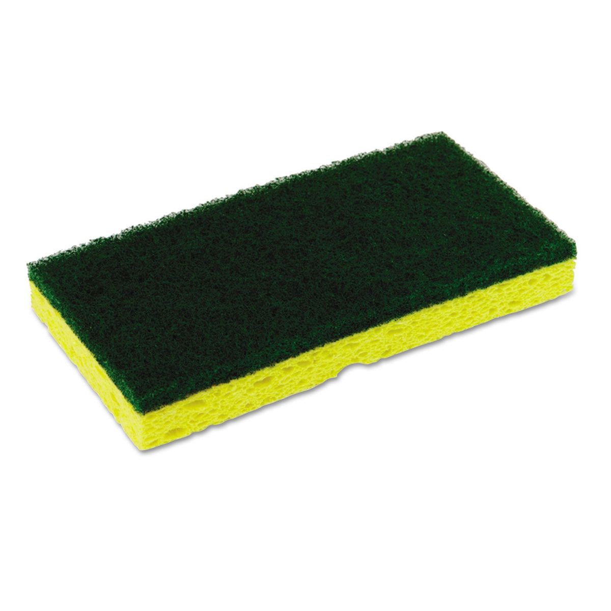 Continental Medium-Duty Sponge N' Scrubber, 3.38 x 6.25, 0.88" Thick, Yellow/Green, 3/Pack, 8 Packs/Carton