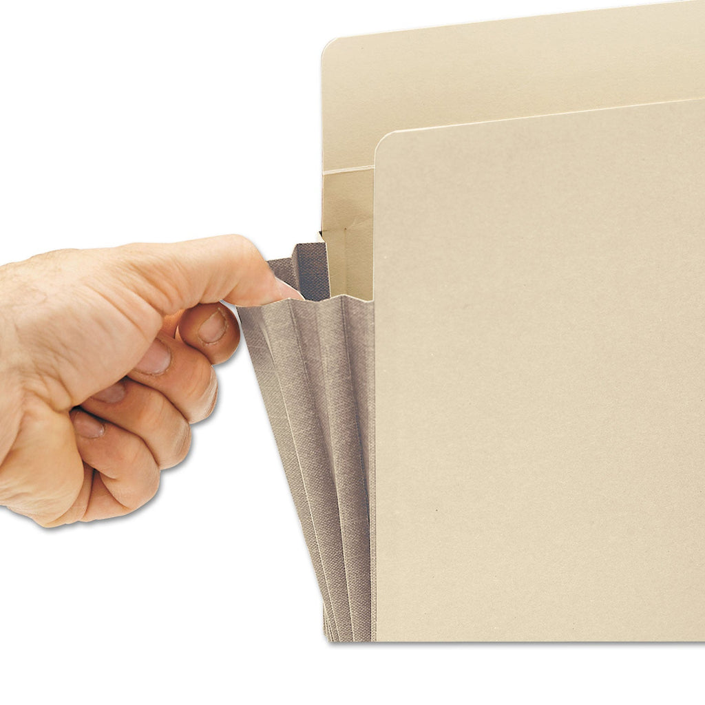 Smead Manila End Tab File Pockets with Tyvek-Lined Gussets, 3.5" Expansion, Letter Size, Manila, 10/Box