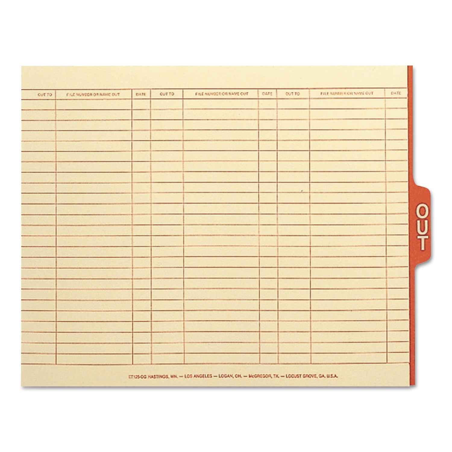 Smead Manila Out Guides with Printed Form, 1/5-Cut End Tab, Out, 8.5 x 11, Manila, 100/Box