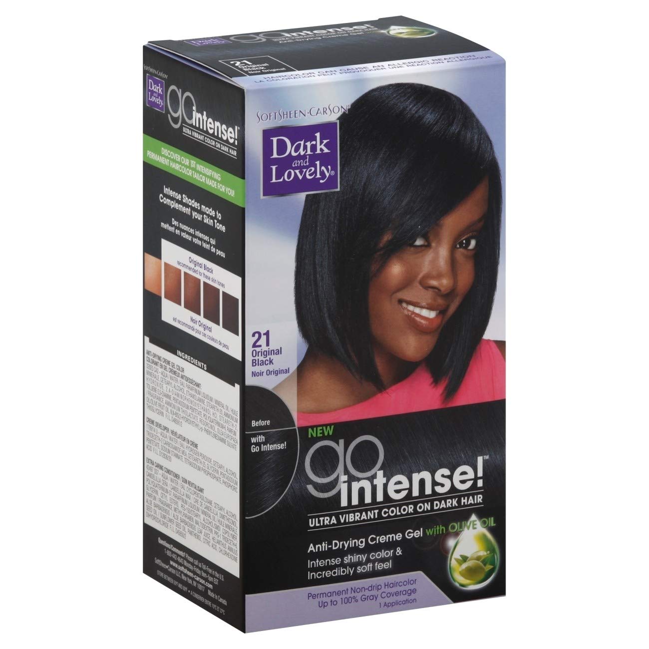 Dark and Lovely Go Intense Permanent Hair Color Original Black 21