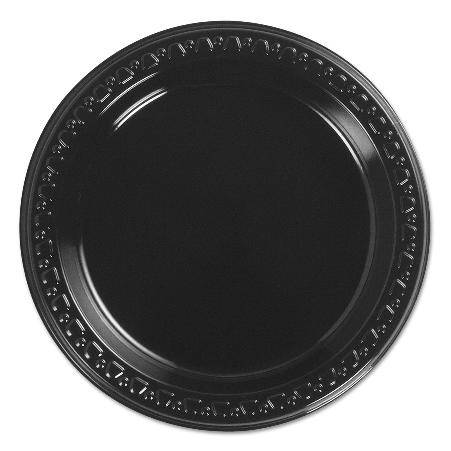 Chinet Heavyweight Plastic Plates, 6" dia, Black, 125/Bag, 8 Bags/Carton