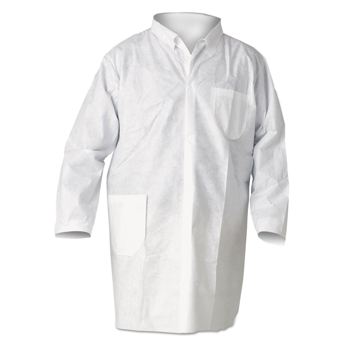KleenGuard A20 Breathable Particle Protection Lab Coats, Snap Closure/Open Wrists/Pockets, 2X-Large, White, 25/Carton