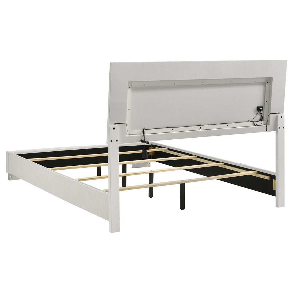 Felicity Wood Queen LED Panel Bed White High Gloss