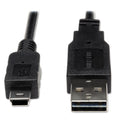 Tripp Lite Universal Reversible USB 2.0 Cable, Reversible A to 5-Pin Mini B (M/M), 6 ft, Black