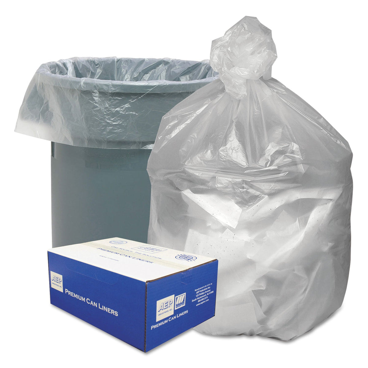 Good 'n Tuff Waste Can Liners, 60 gal, 12 microns, 38" x 58", Natural, 200/Carton
