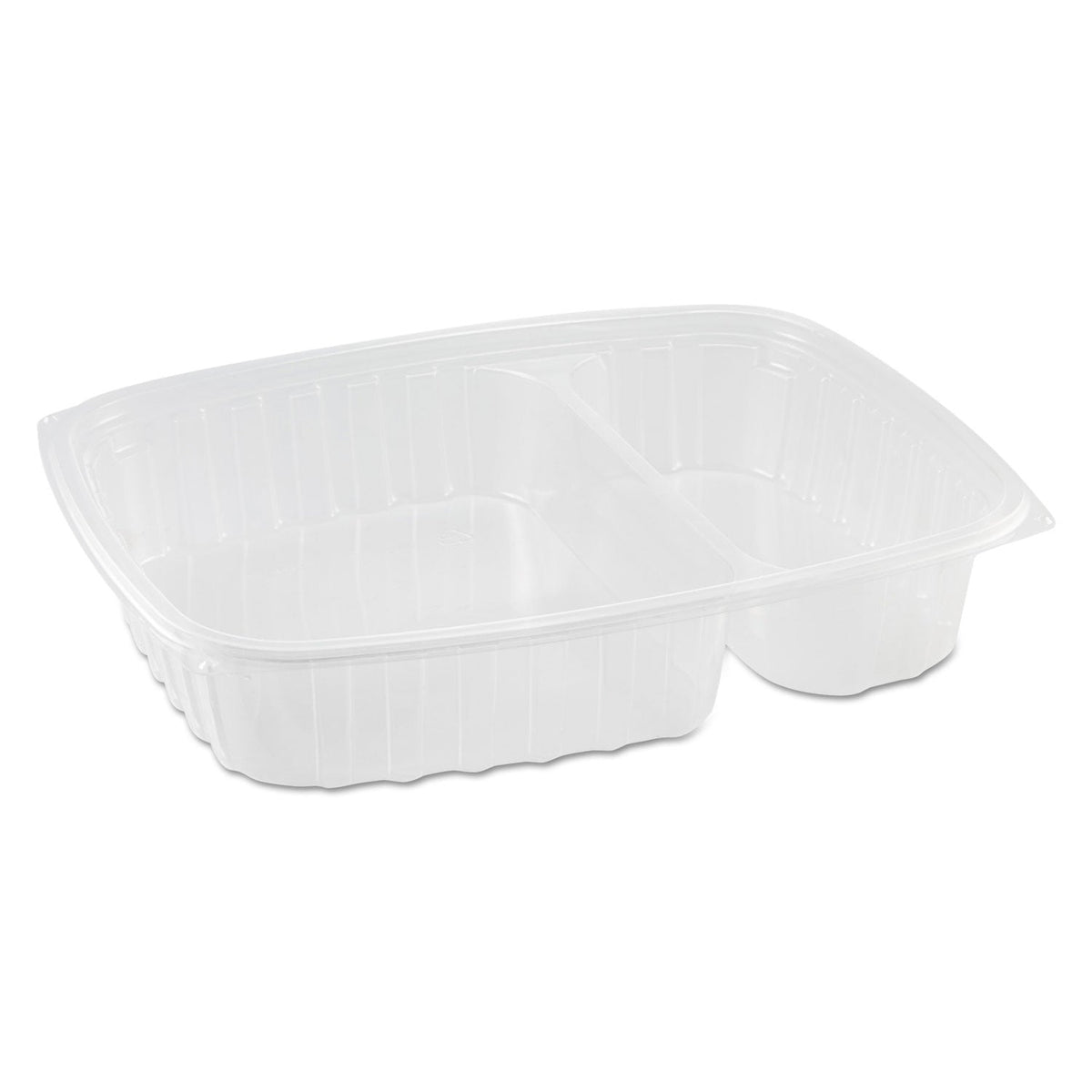 Dart StayLock Clear Hinged Lid Containers, 3-Compartment, 8.6 x 9 x 3, Clear, Plastic, 100/Packs, 2 Packs/Carton