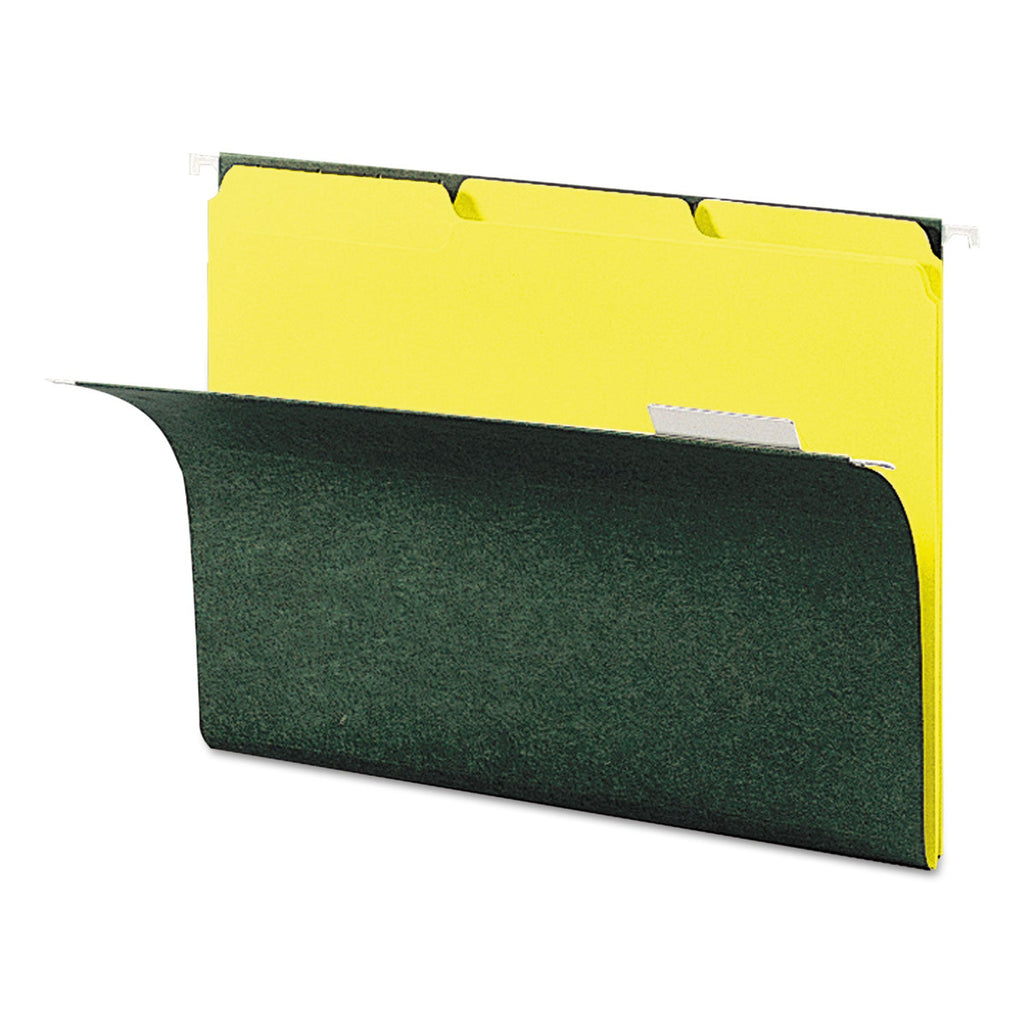Smead Interior File Folders, 1/3-Cut Tabs: Assorted, Letter Size, 0.75" Expansion, Yellow, 100/Box