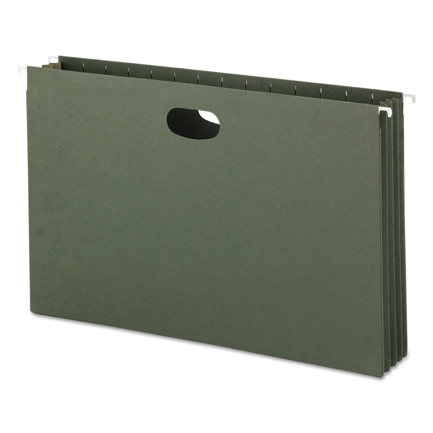 Smead Hanging Pockets with Full-Height Gusset, 1 Section, 3.5" Capacity, Legal Size, Standard Green, 10/Box