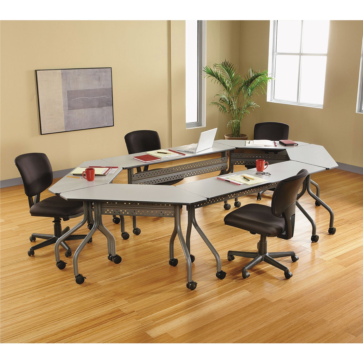 Iceberg OfficeWorks Mobile Training Table, Rectangular, 60w x 18d x 29h, Gray/Charcoal