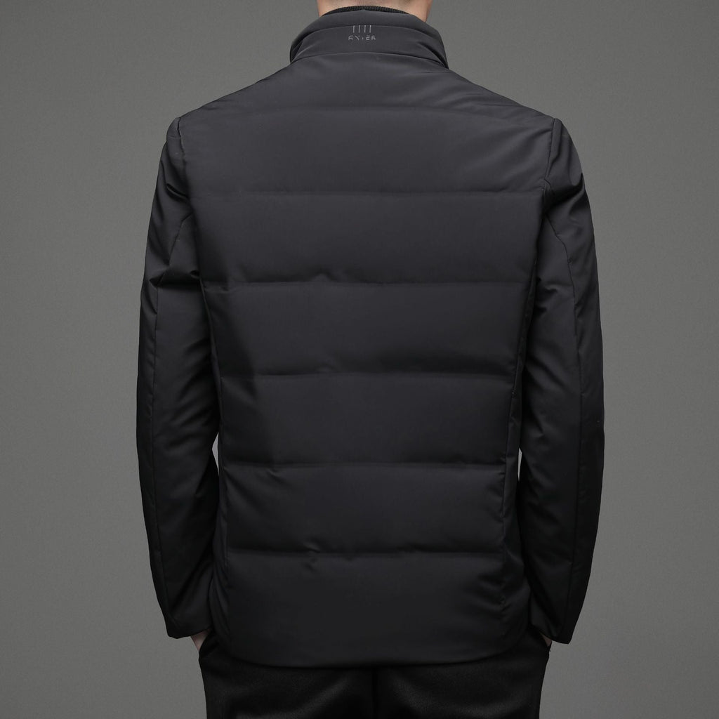 Mens Casual Color Stand-collar White Duck Down Warm Down Jacket