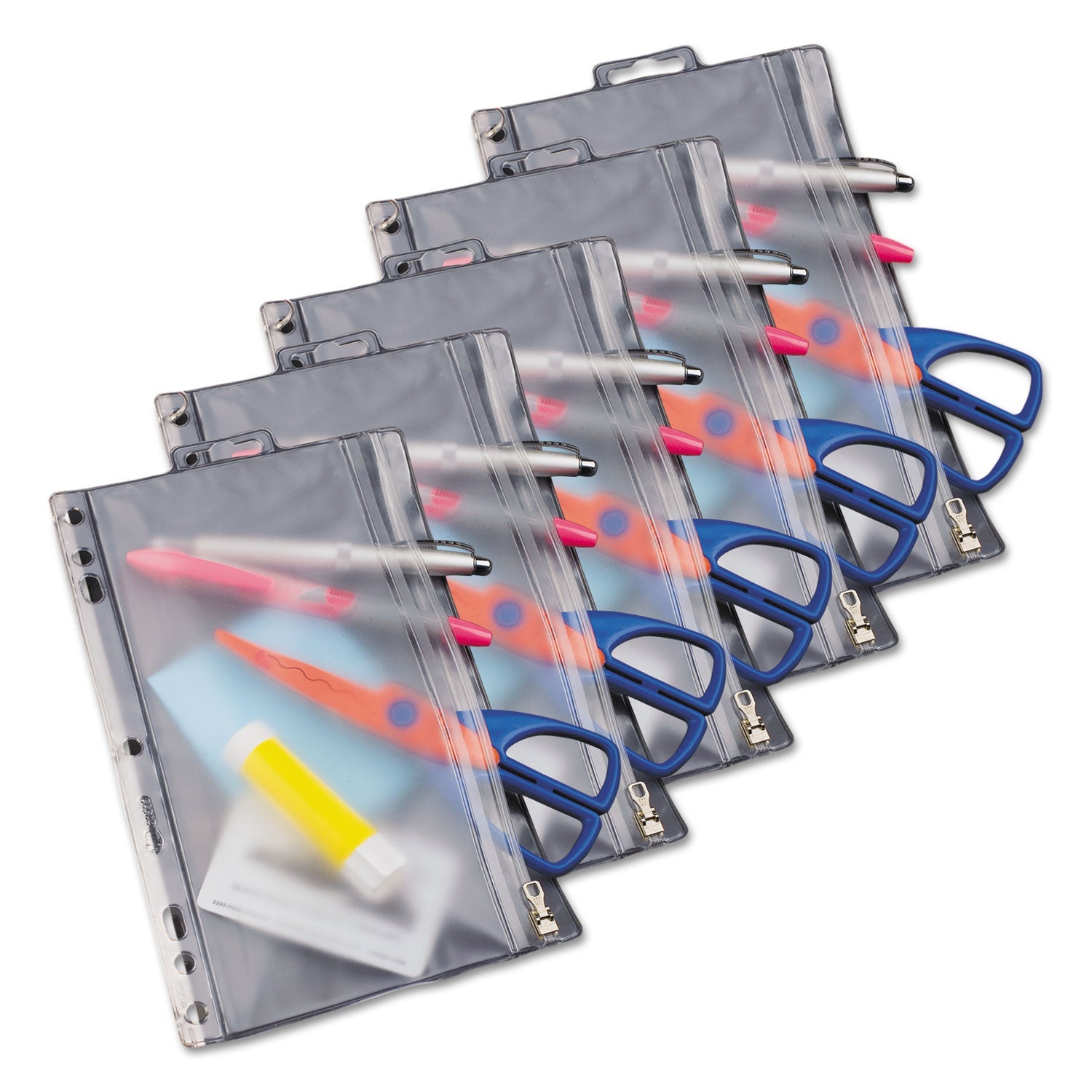 Oxford Zippered Ring Binder Pocket, 6 x 9.5, Clear