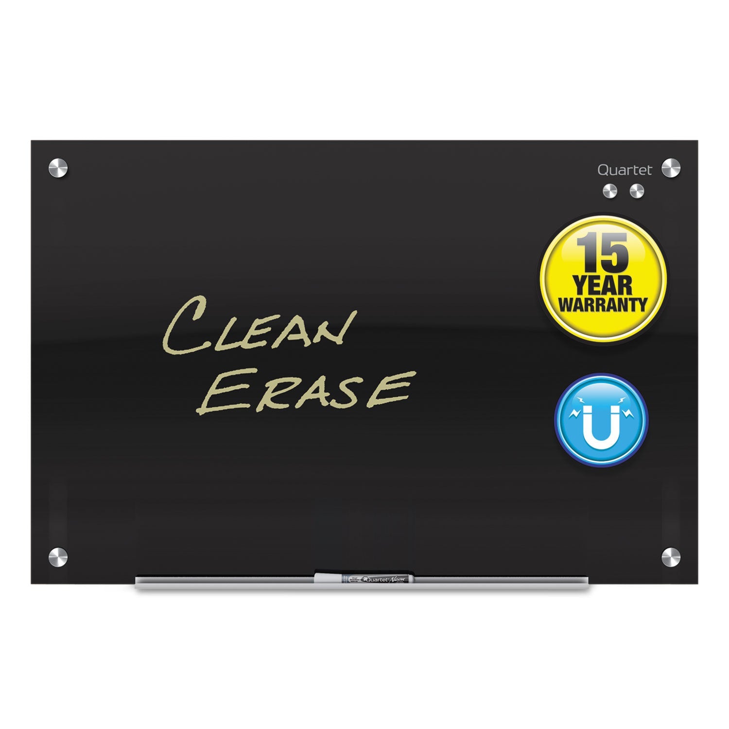 Quartet Infinity Black Glass Magnetic Marker Board, 72 x 48