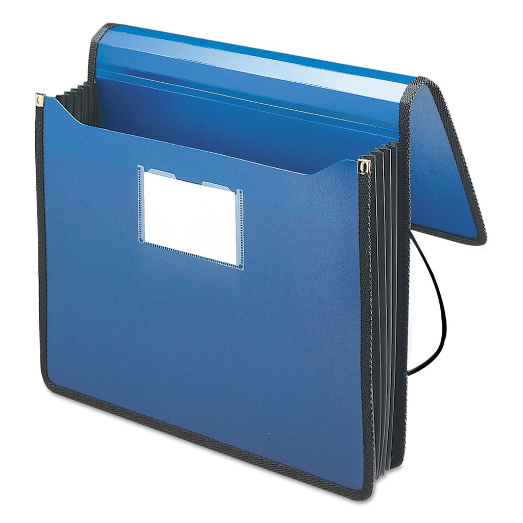 Smead Poly Premium Wallets, 5.25" Expansion, 1 Section, Elastic Cord Closure, Letter Size, Navy Blue