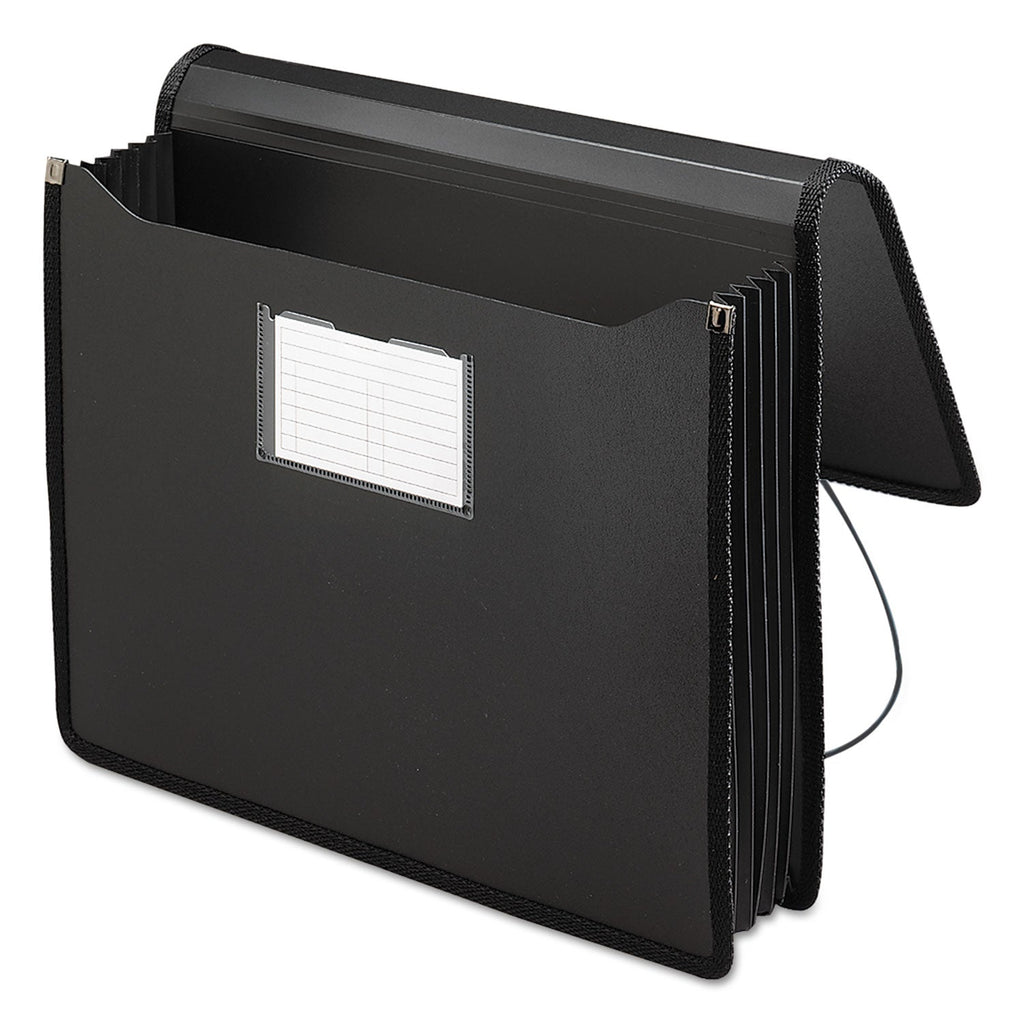 Smead Poly Premium Wallets, 5.25" Expansion, 1 Section, Elastic Cord Closure, Letter Size, Black