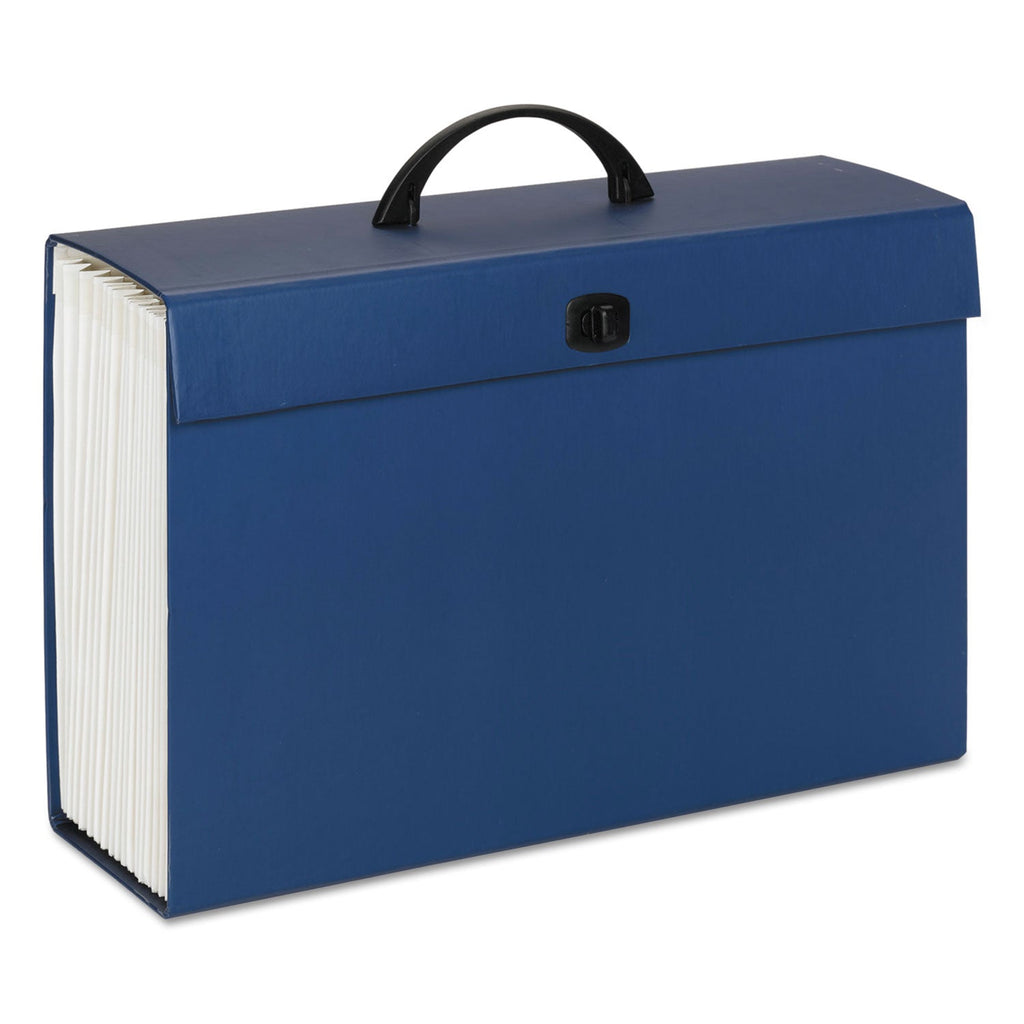 Smead Expanding File Box, 16.63" Expansion, 19 Sections, Twist-Lock Latch Closure, 2/5-Cut Tabs, Legal Size, Blue