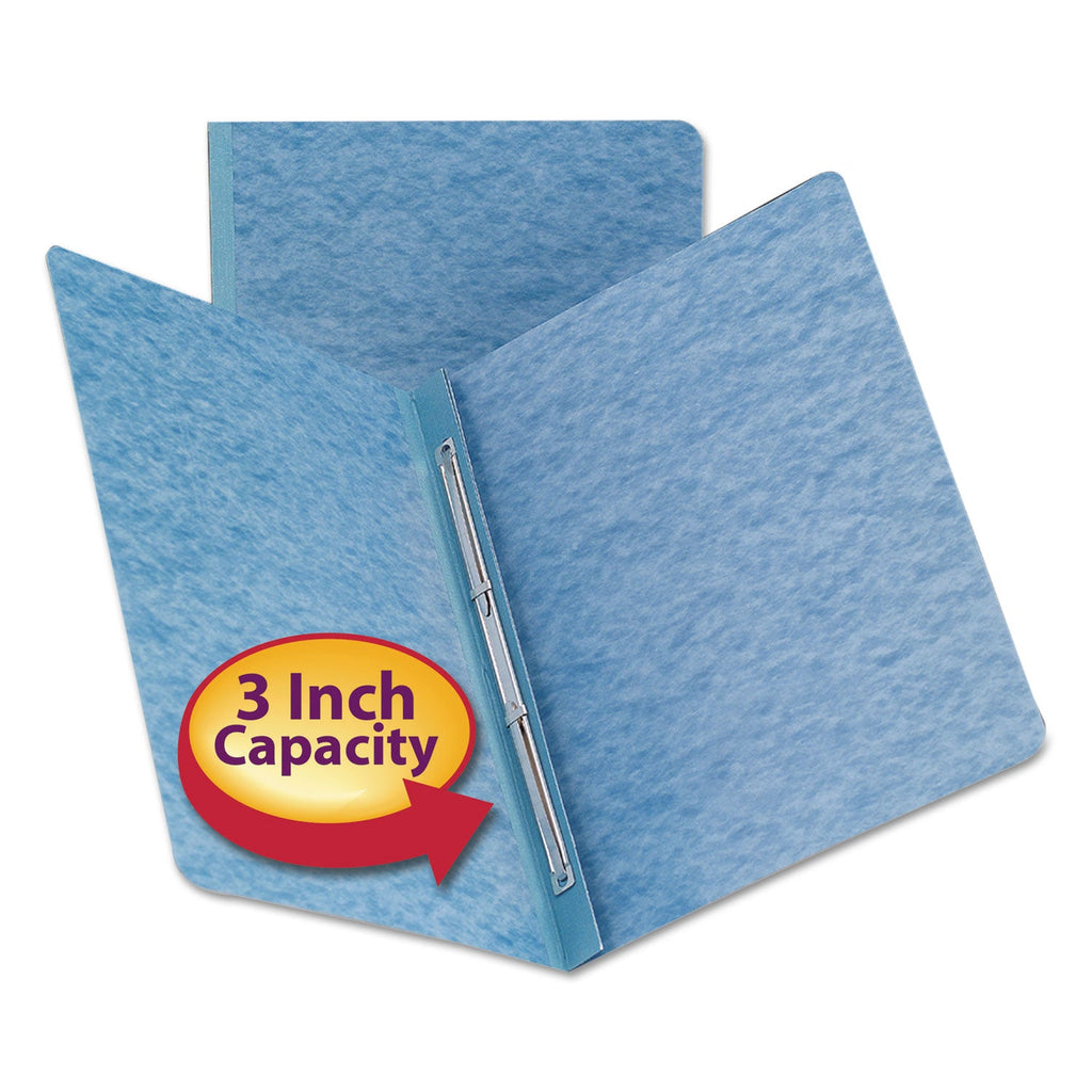 Smead Prong Fastener Premium Pressboard Report Cover, Two-Piece Prong Fastener, 3" Capacity, 8.5 x 11, Blue/Blue