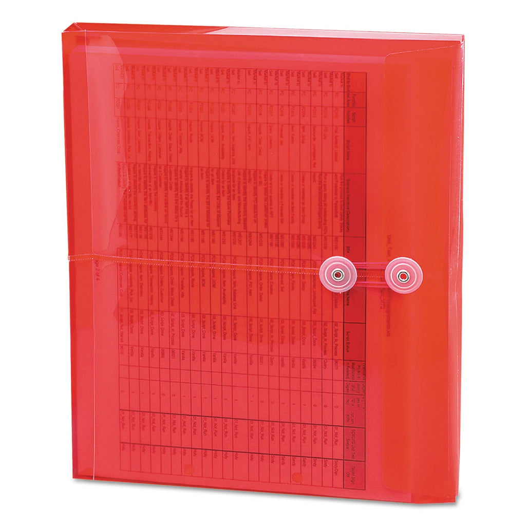 Smead Poly String and Button Interoffice Envelopes, Open-Side (Horizontal), 9.75 x 11.63, Transparent Red, 5/Pack