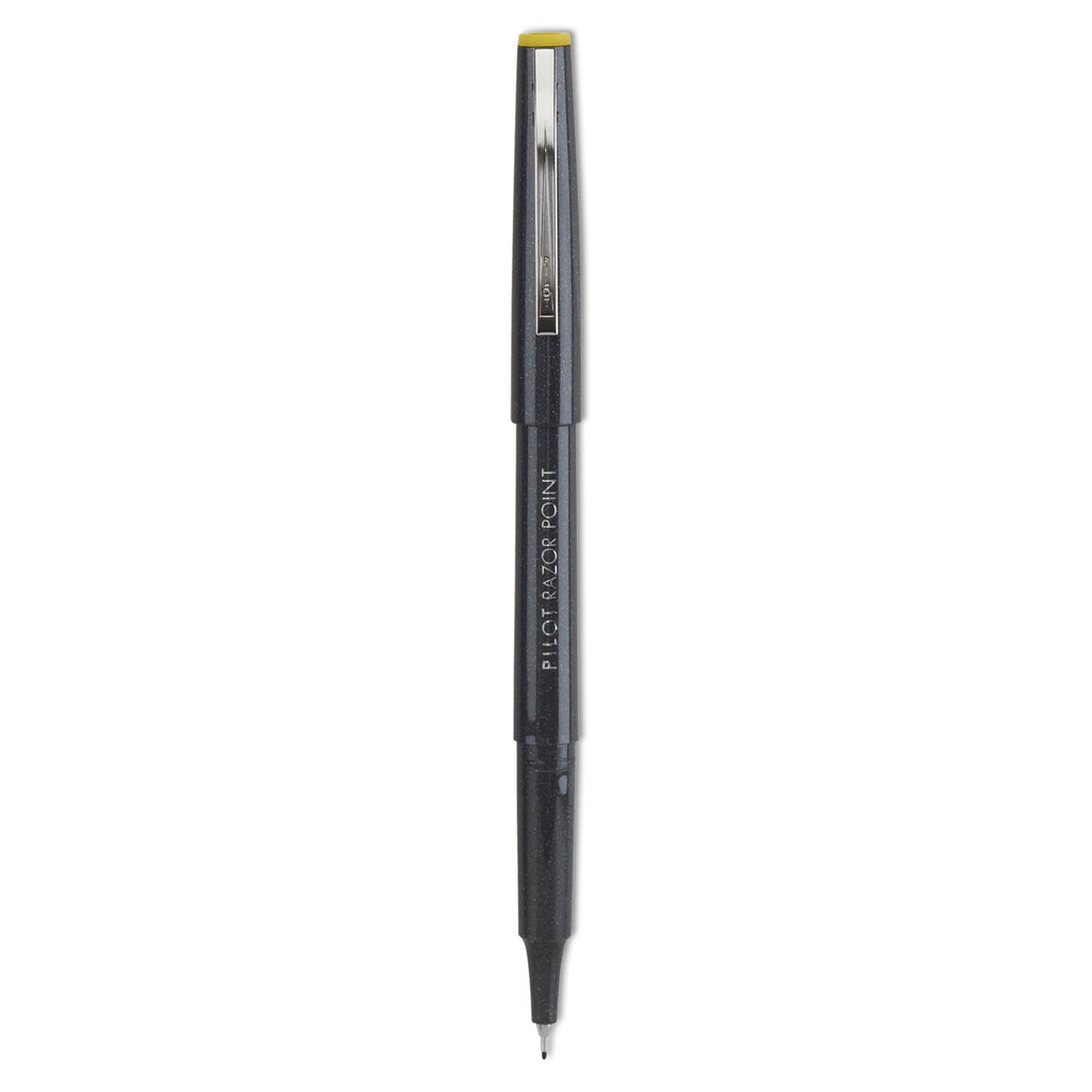 Pilot Razor Point Fine Line Porous Point Pen, Stick, Extra-Fine 0.3 mm, Black Ink, Black Barrel, Dozen