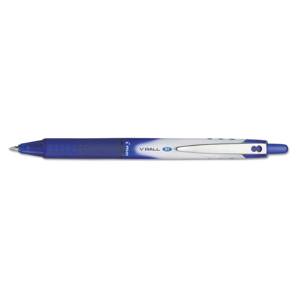 Pilot VBall RT Liquid Ink Roller Ball Pen, Retractable, Extra-Fine 0.5 mm, Blue Ink, Blue/White Barrel