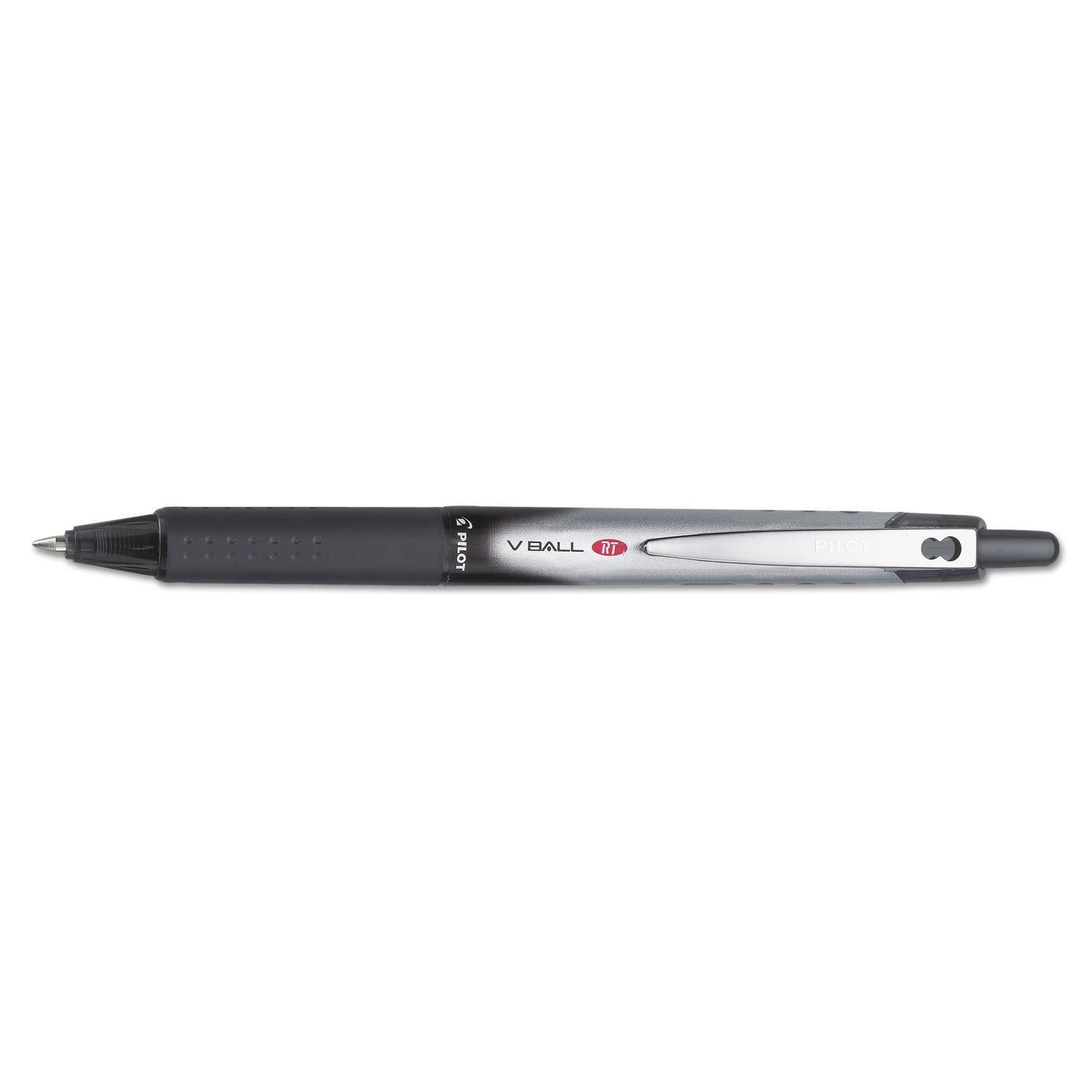 Pilot VBall RT Liquid Ink Roller Ball Pen, Retractable, Fine 0.7 mm, Black Ink, Black/White Barrel