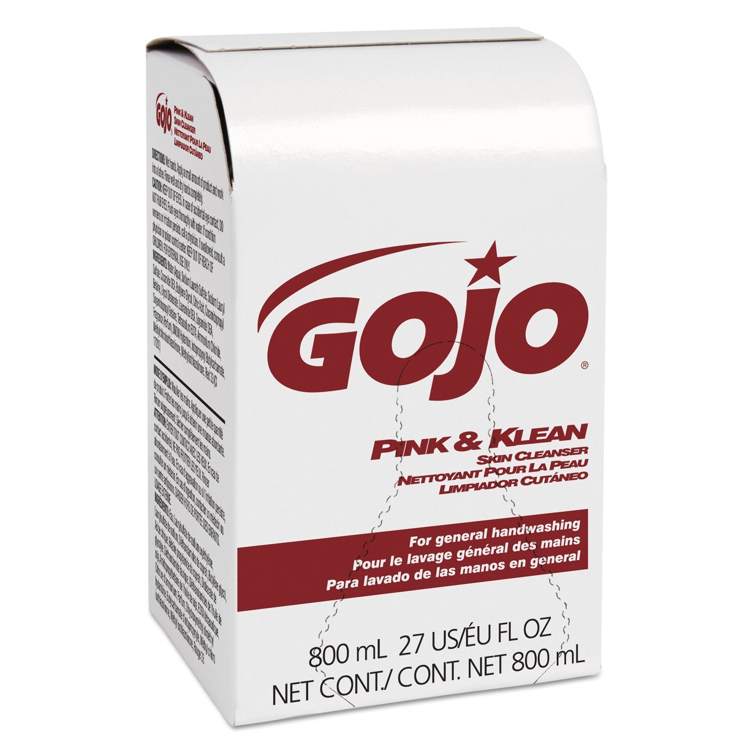 GOJO Pink and Klean Skin Cleanser, Floral, 800 mL Bag-in-Dispenser Refill