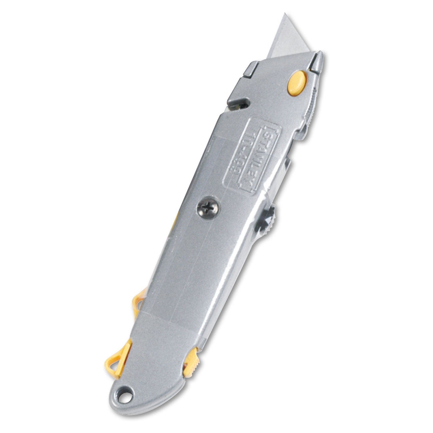 Stanley Quick-Change Utility Knife with Retractable Blade and Twine Cutter, 6" Metal Handle, Gray, 6/Box