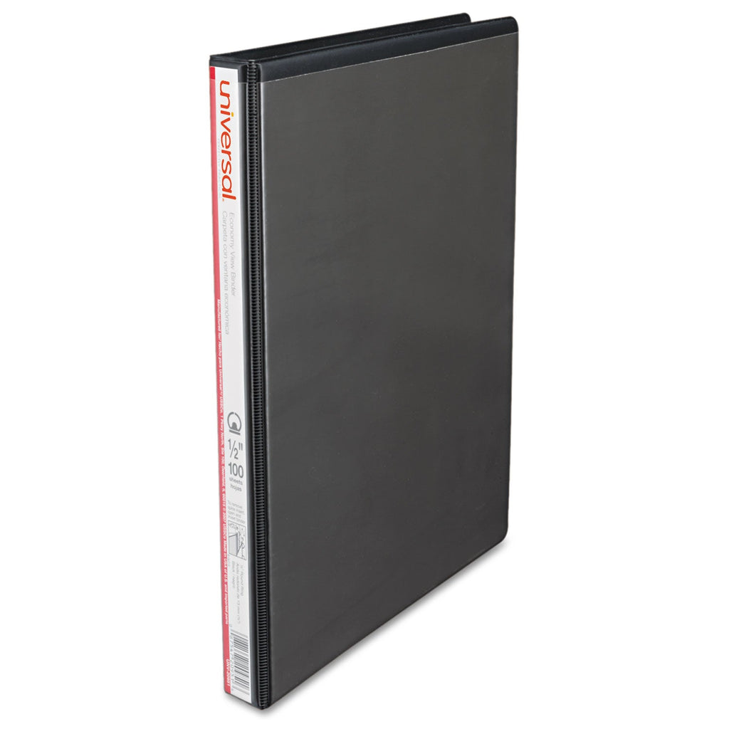 Universal Economy Round Ring View Binder, 3 Rings, 0.5" Capacity, 11 x 8.5, Black