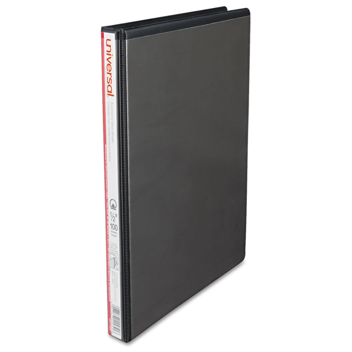Universal Economy Round Ring View Binder, 3 Rings, 0.5" Capacity, 11 x 8.5, Black