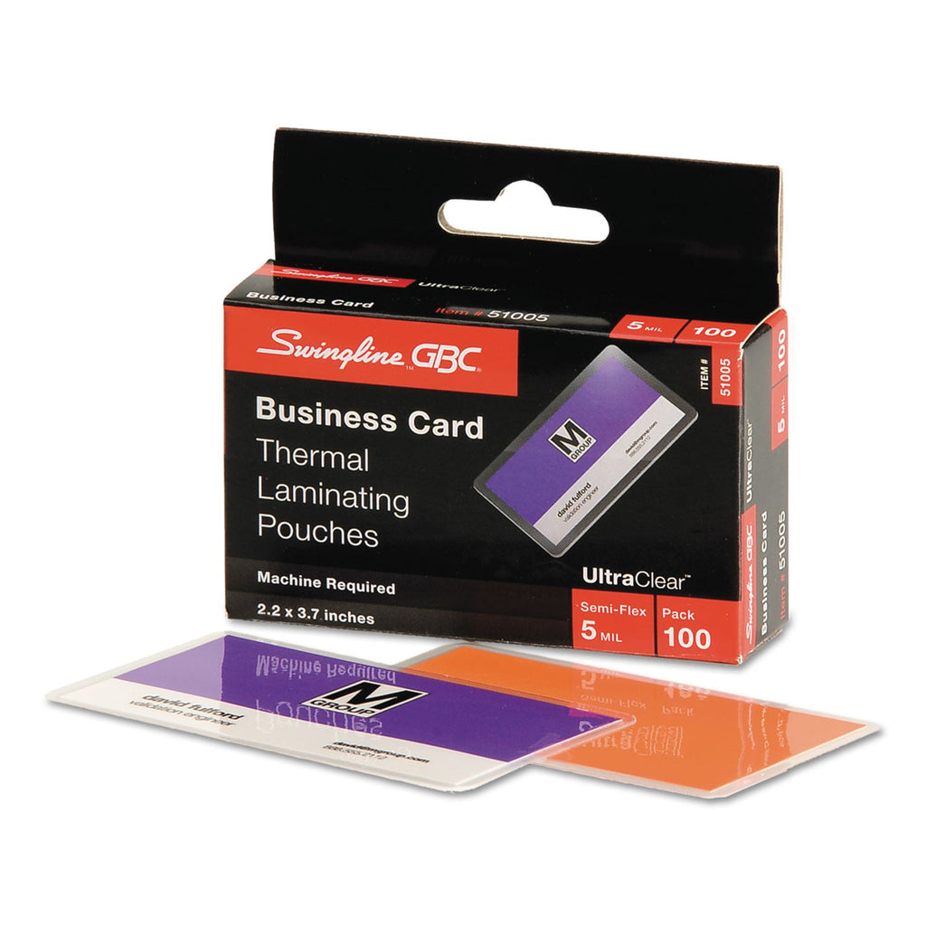 GBC UltraClear Thermal Laminating Pouches, 5 mil, 3.69" x 2.19", Gloss Clear, 100/Box