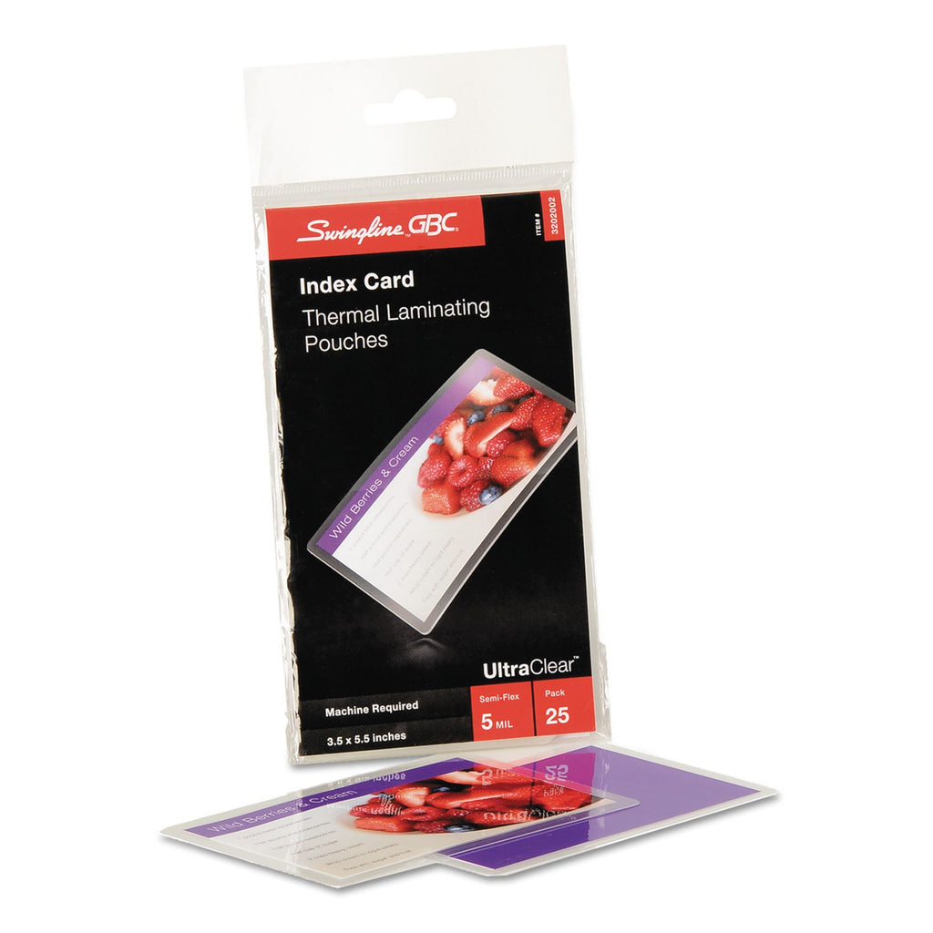 GBC UltraClear Thermal Laminating Pouches, 5 mil, 5.5" x 3.5", Gloss Clear, 25/Pack