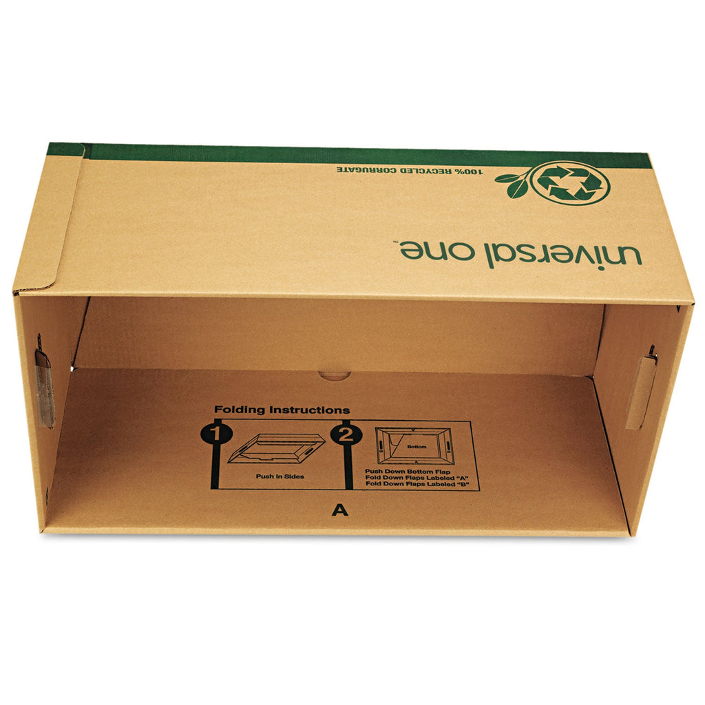 Universal Recycled Heavy-Duty Record Storage Box, Letter Files, Kraft/Green, 12/Carton