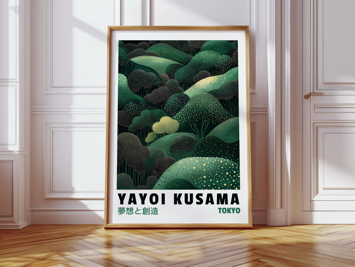 Abstract Green Dreamscape – Kusama-Inspired Forest