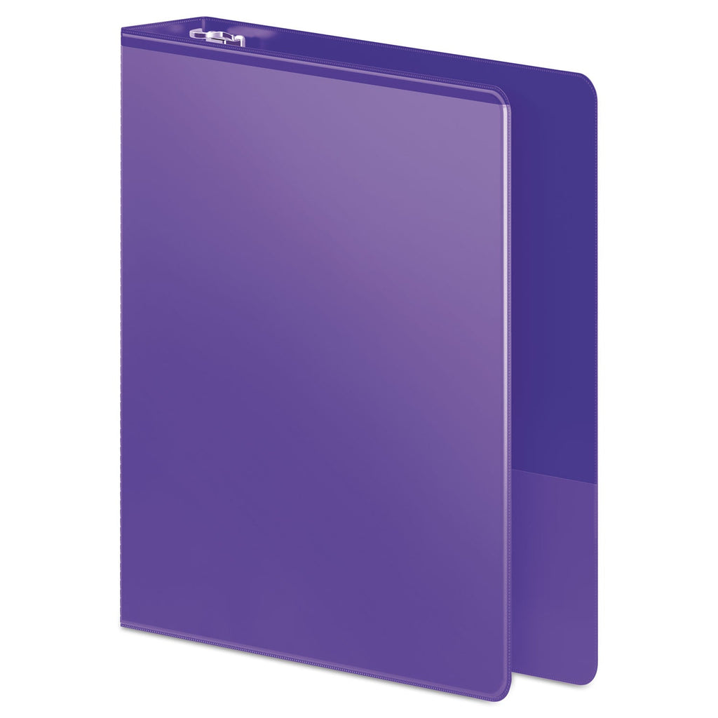 Wilson Jones Heavy-Duty D-Ring View Binder with Extra-Durable Hinge, 3 Rings, 1" Capacity, 11 x 8.5, Purple