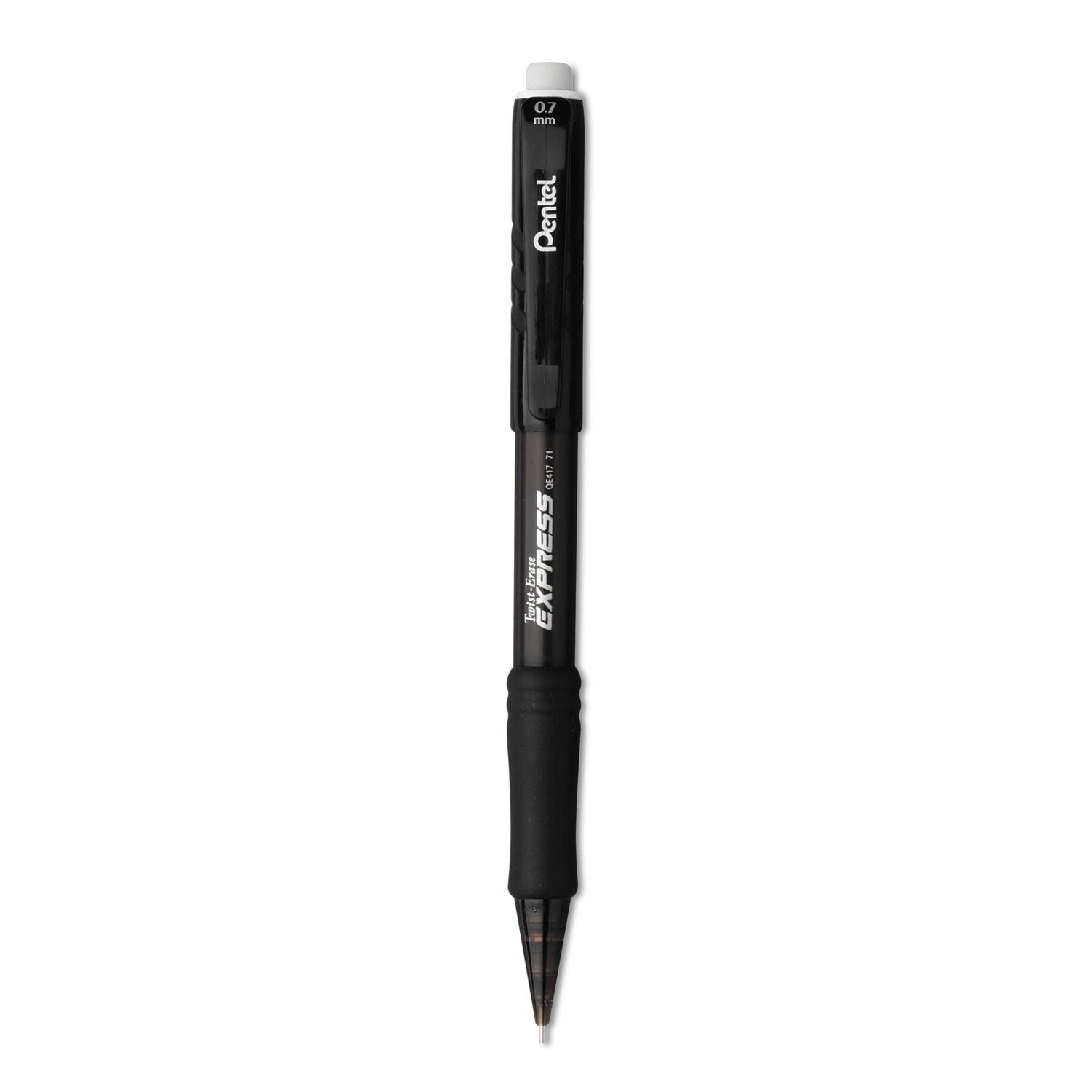 Pentel Twist-Erase EXPRESS Mechanical Pencil, 0.7 mm, HB (#2.5), Black Lead, Black Barrel, Dozen